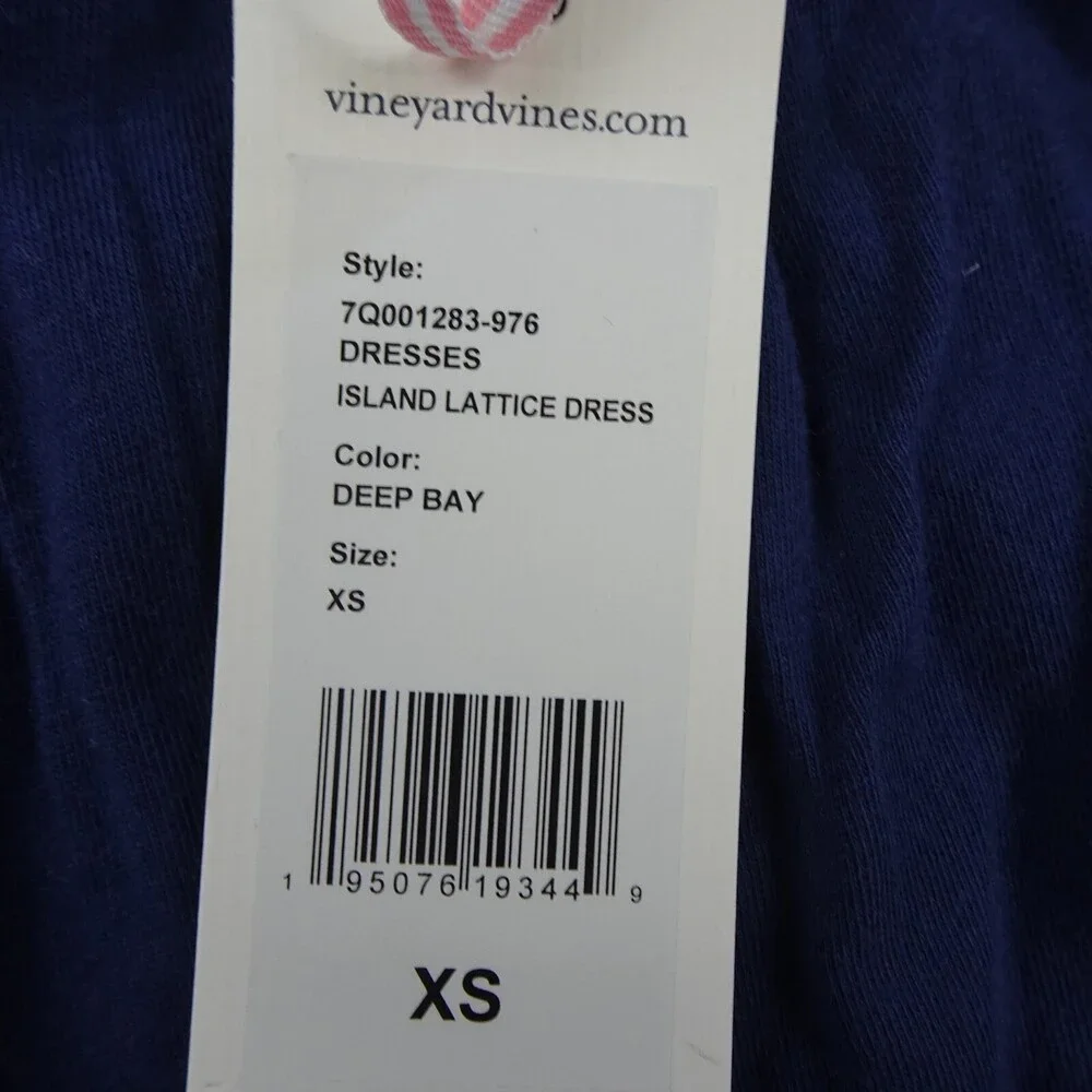 Vinyard Vines Dress Girls Extra Small Navy Blue Lattice Sundress Flowy Coverup